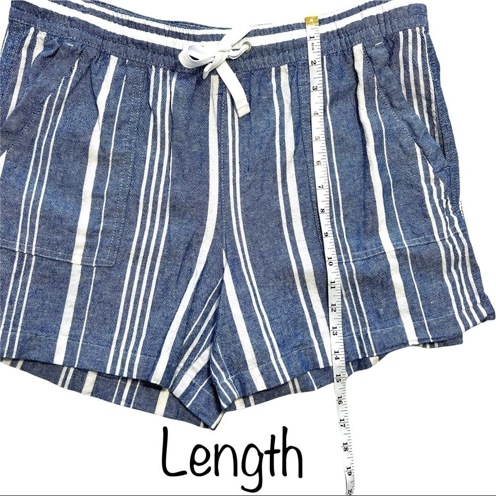 Nautica Soft Linen Pull On With Pockets Light Blue White Stripe Short Size Large - Picture 15 of 17